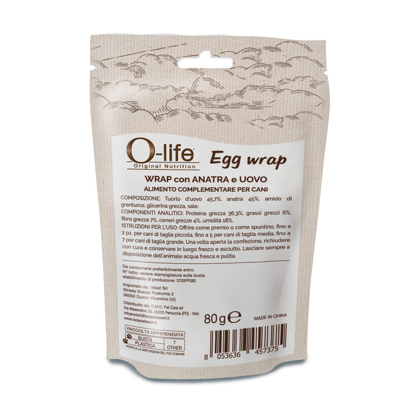 O-life Dog Snack Egg Wrap con Anatra e uovo 80gr