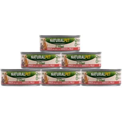 Naturalpet Cat Sterilised I rag&ugrave; Manzo con cubetti di arrosto di pollo 85gr