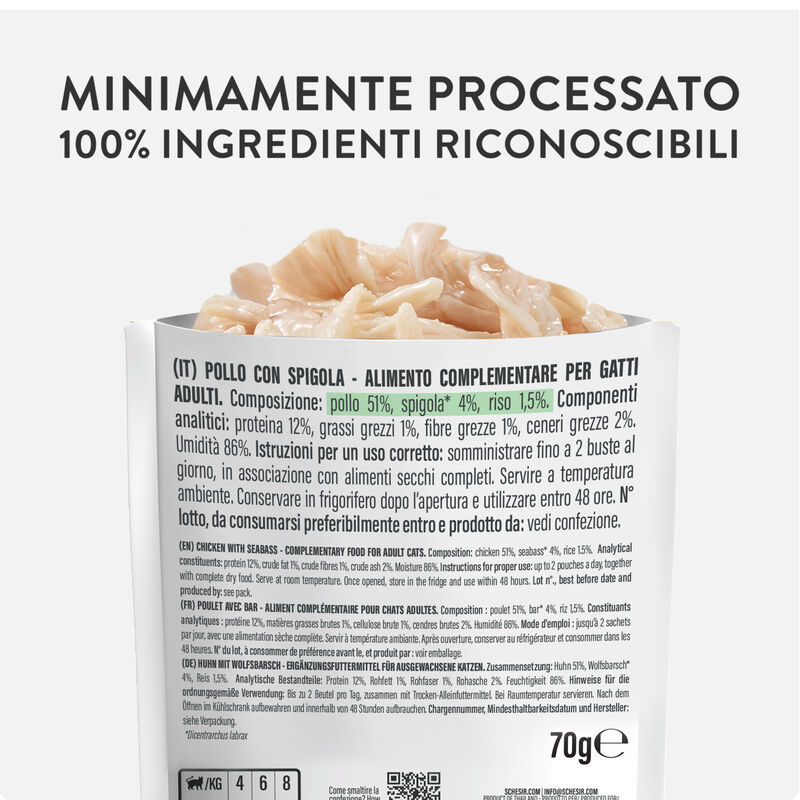 Schesir Cat Filetti di Pollo con Spigola in Gelatina 70g