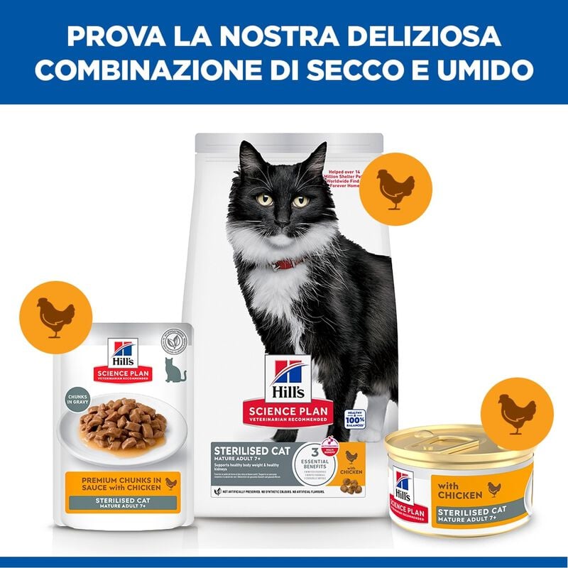 Hill's Science Plan Sterilised Mature Adult Mousse per gatti Pollo 85 gr