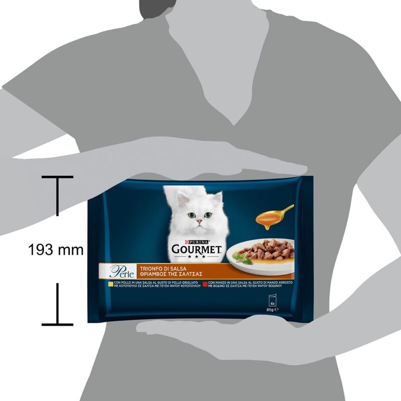 Gourmet Perle Cat Adult Trionfo di Salsa Manzo e Pollo 4 x 85 gr