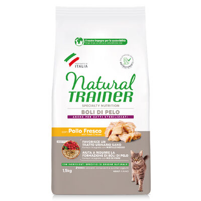 Natural Trainer Cat Adult Hairball con Pollo 1,5 kg