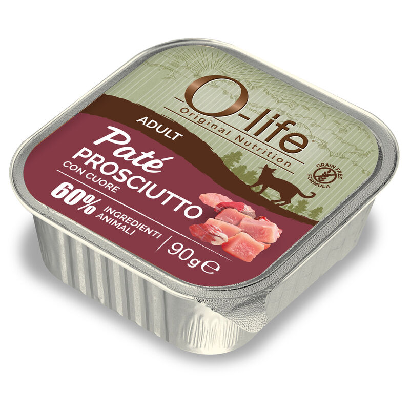 O-life Cat Adult Pat&eacute; prosciutto con cuore 90gr