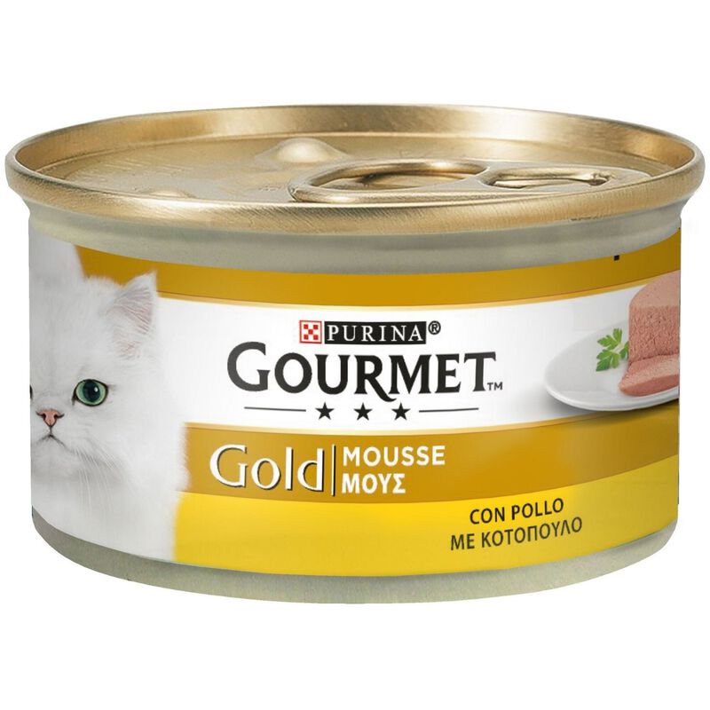 Gourmet Gold Cat Adult Mousse con Manzo, con Pesce dell'Oceano, con Pollo 24x85 gr