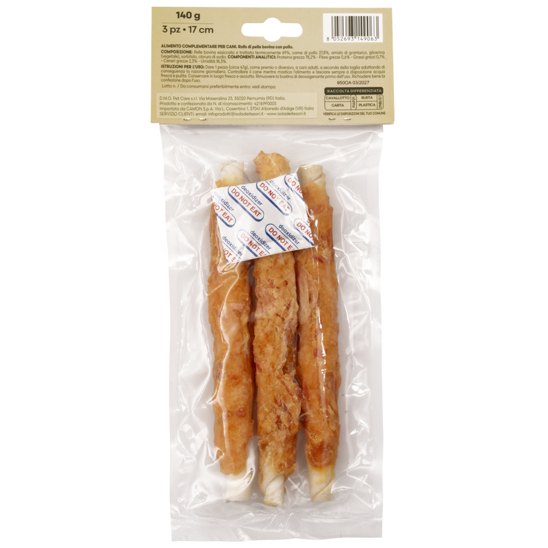 Crancito's Dog Adult Osso annodato di pelle bovina con pollo 17cm 3pz