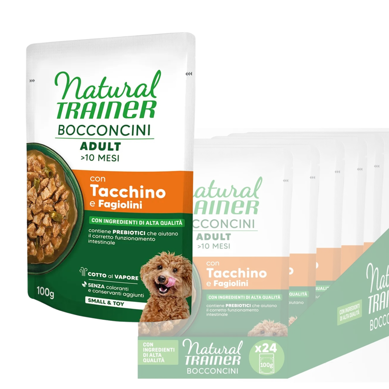 Natural Trainer Dog Adult Small&Toy con tacchino in salsa 100 gr