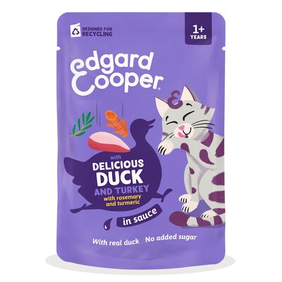 Edgard & Cooper Bocconcini in Salsa per gatti con Tacchino e Anatra 85 gr