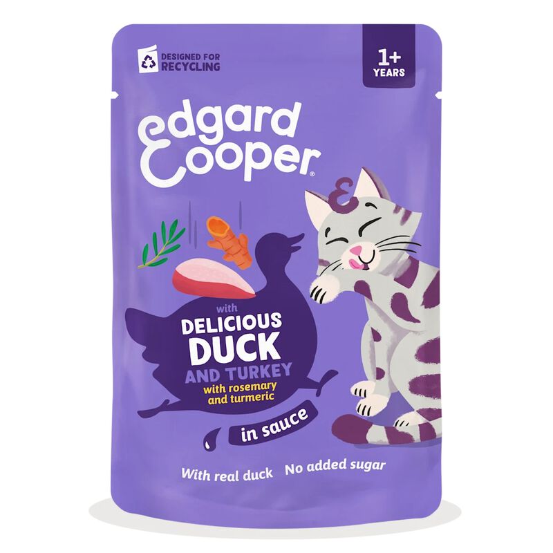 Edgard & Cooper Bocconcini in Salsa per gatti con Tacchino e Anatra 85 gr