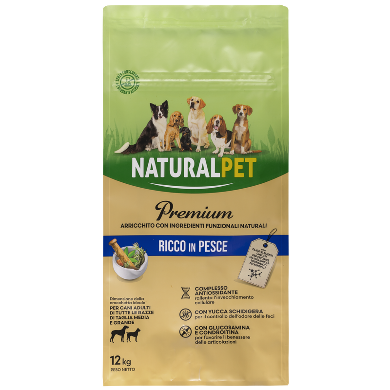 Naturalpet Premium Dog Adult Medium&Large ricco in Pesce 12 kg