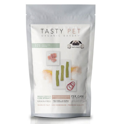 Tasty Pet Dog Snack Dental Stick Natural Maiale e Spinaci 80 gr