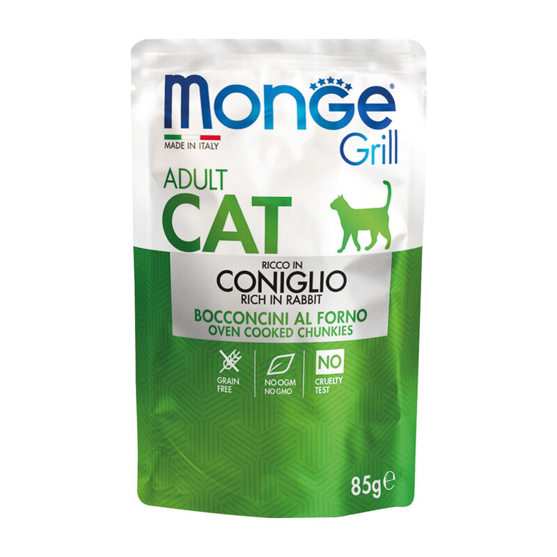 Monge Grill per gatti adulti Bocconcini in Jelly Ricco di Coniglio 85 gr