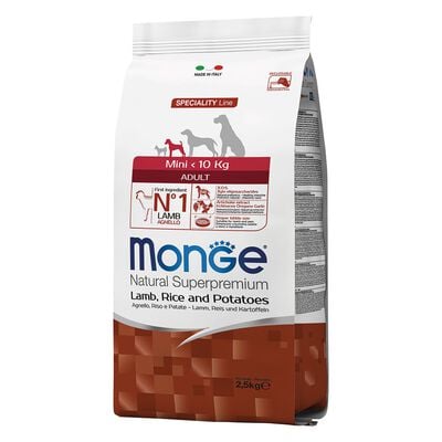 Monge Natural Superpremium Crocchette per cani adulti Mini Agnello, riso e patate 2,5 kg