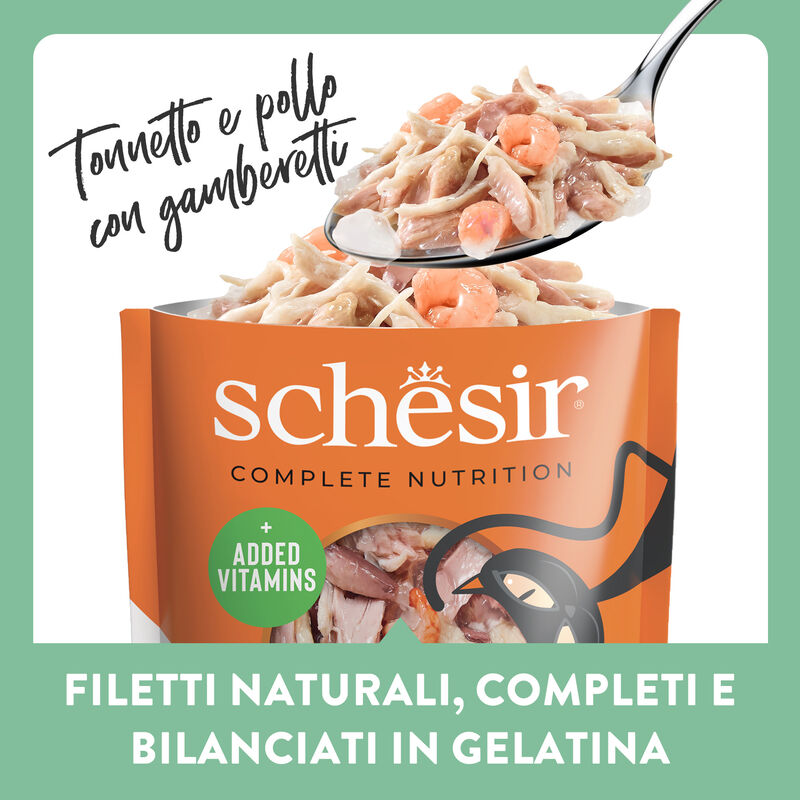 Schesir Cat Tonnetto e Pollo con Gamberetti 85 gr