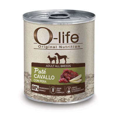 O-life Adult All Breeds Paté Cavallo con Pera 400g