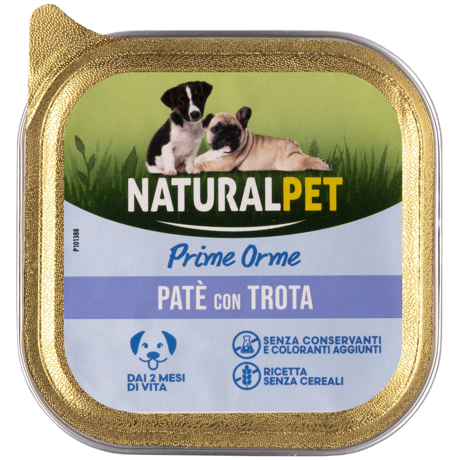 Naturalpet Prime Orme Puppy pat&eacute; con Trota 150gr