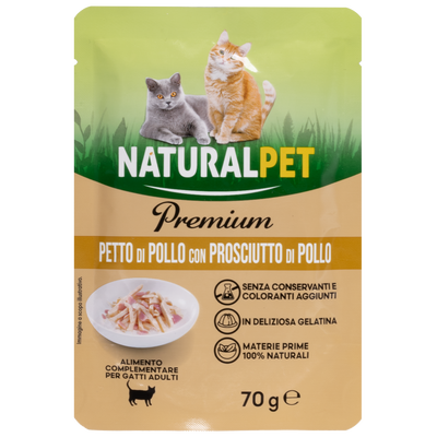 Naturalpet Premium Cat Adult Petto di Pollo con Prosciutto di Pollo 70g