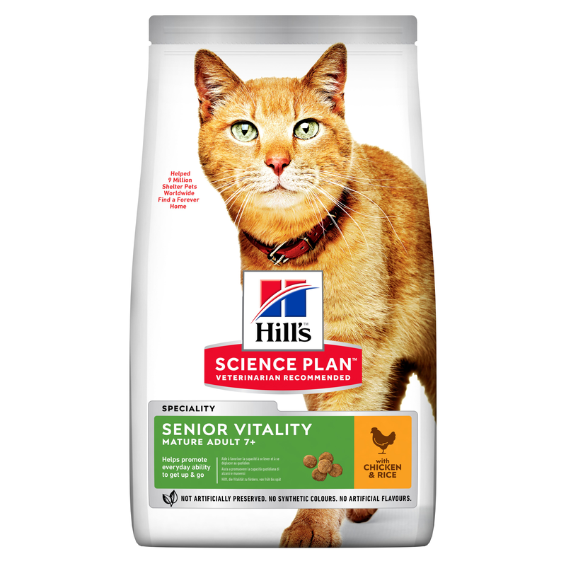 Hill's Science Plan Cat Senior Vitality Adult 7+ con Pollo e Riso 300 gr.