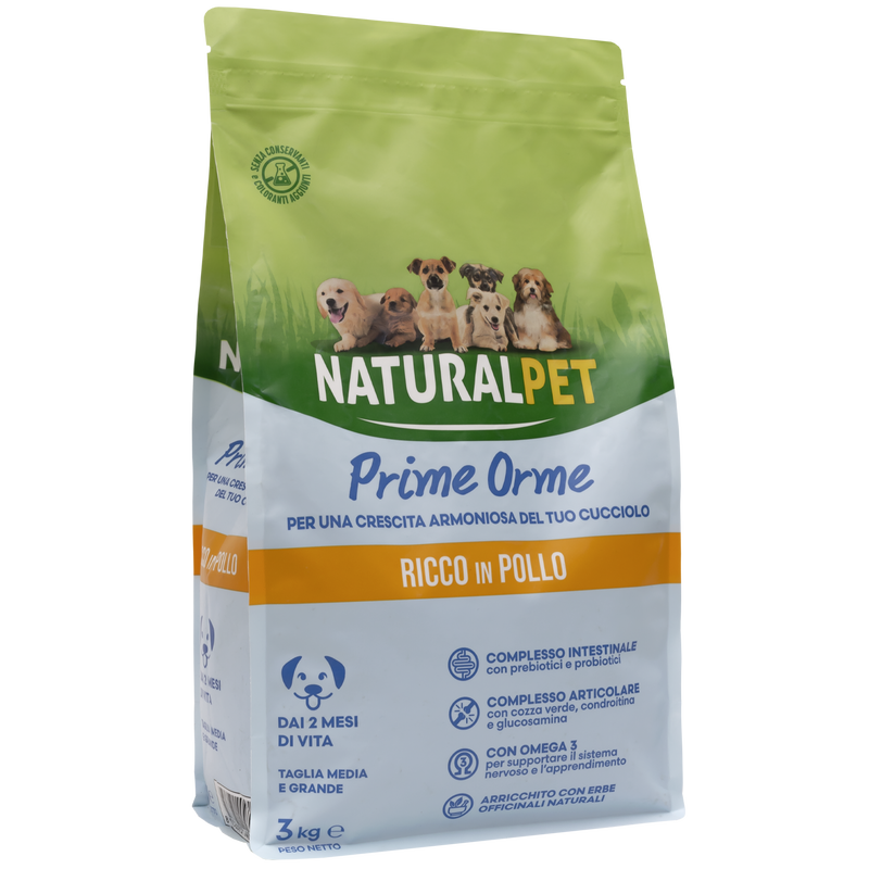 Naturalpet Prime Orme Puppy Medium&Large ricco in Pollo 3kg