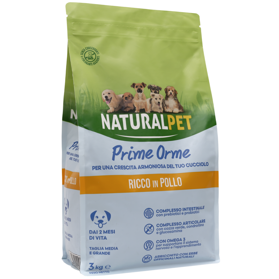 Naturalpet Prime Orme Puppy Medium&Large ricco in Pollo 3kg