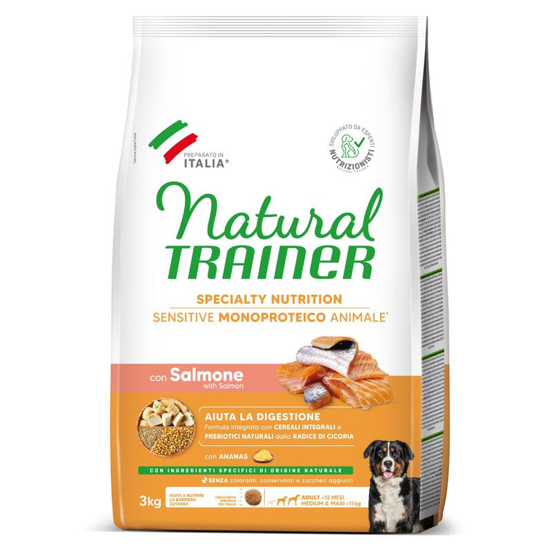 Natural Trainer Sensitive Dog No Gluten Medium & Maxi Adult con Salmone 3 kg
