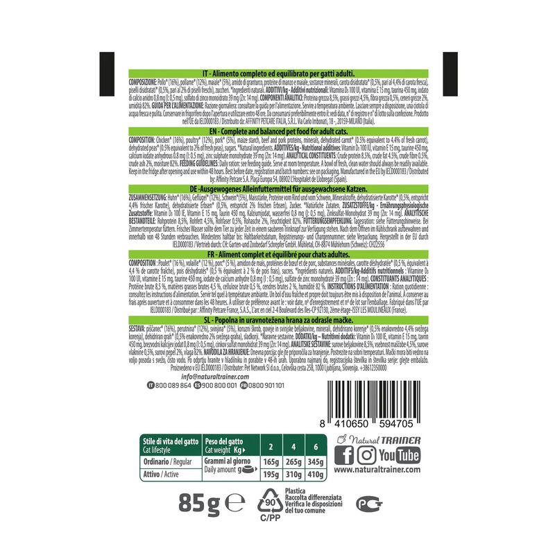 Natural Trainer Cat Adult Straccetti di pollo 85gr