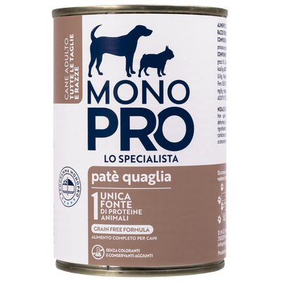 Monopro Dog Adult All breeds Patè Quaglia 400 gr - Scad. Novembre 25