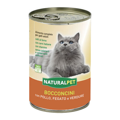 Naturalpet Cat Adult Bocconcini Pollo Fegato e Verdure 415 gr 