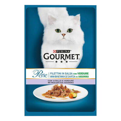 Gourmet Perle Cat Adult Filettini in Salsa con Verdure, con Vitello e Verdure 85 gr