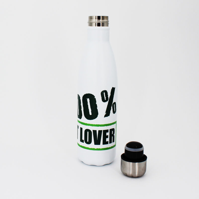 Borraccia termica bianca con stampa verde 100% Pet Lover