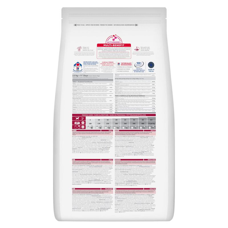 Hill's Science Plan Dog Adult Medium con Agnello e Riso 2,5 kg