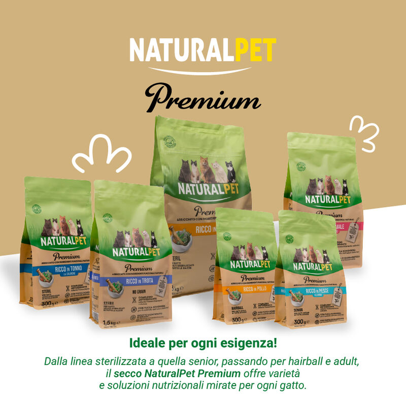 Naturalpet Premium Cat Adult Steril ricco in Tonno con Salmone 8 kg