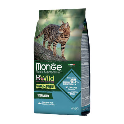 Monge BWild Cat Adult Grain Free Sterilised Tonno con Piselli 1,5 kg
