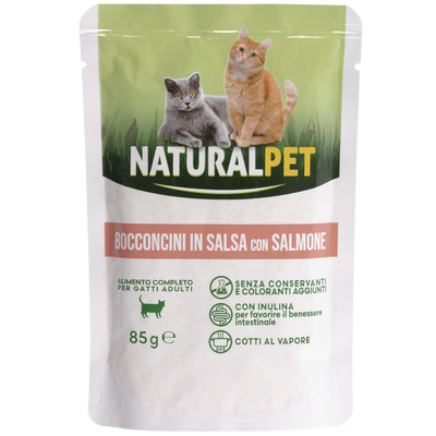 Naturalpet Cat Adult Bocconcini in salsa con Salmone 85gr