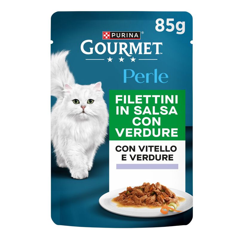 Gourmet Perle Cat Adult Filettini in Salsa con Vitello e Verdure 85 gr