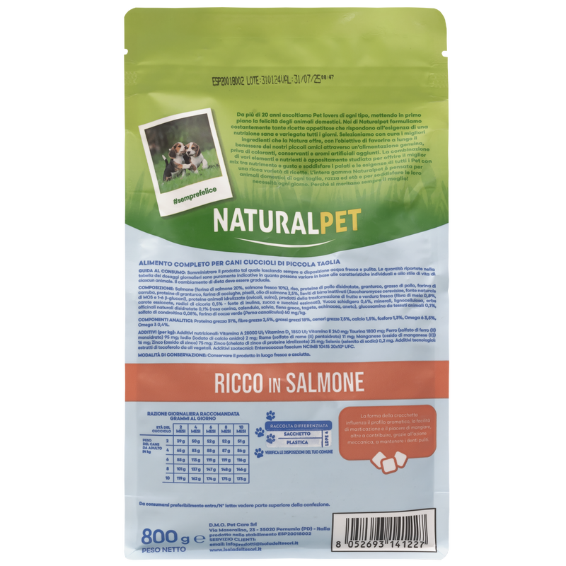 Naturalpet Prime Orme Puppy Mini ricco in Salmone 800gr