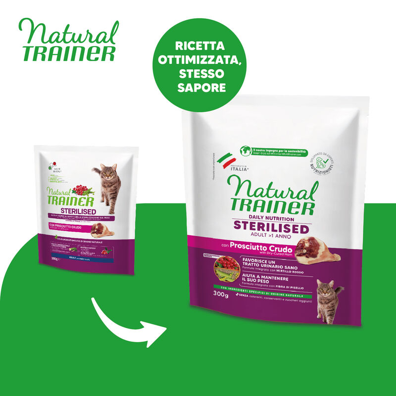 Natural Trainer Cat Adult Sterilised Prosciutto Crudo 300 gr