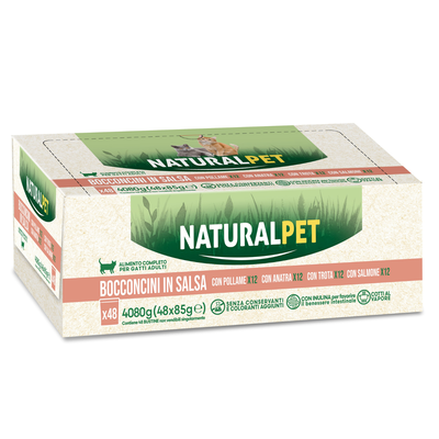 Naturalpet Cat Adult Bocconcini in salsa Multipack 85grx48pz