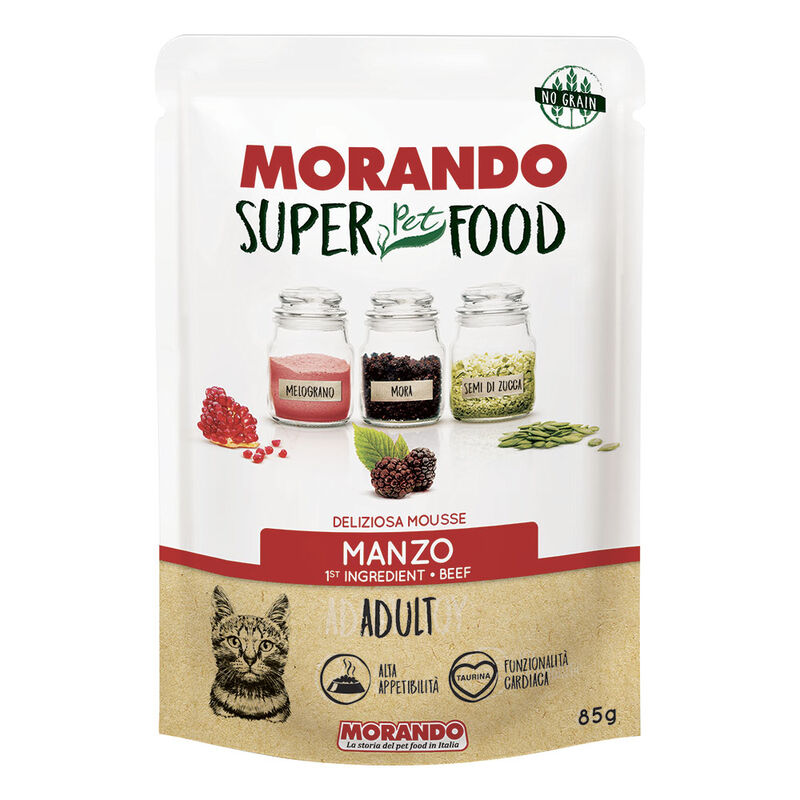 Morando SuperPetFood Cat Adult mousse con Manzo 85 gr