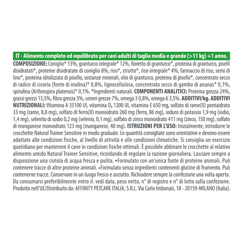 Natural Trainer Dog Adult Medium&Maxi Sensitive Gluten Free con Coniglio 12 kg