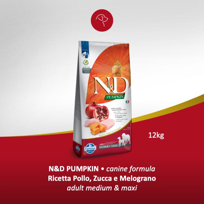 Farmina N&D Pumpkin Dog Adult Medium & Maxi Pollo e Melograno 12 kg
