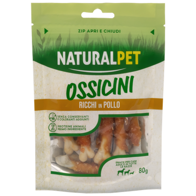 Naturalpet Doggy Snacks Osso con Pollo 80 gr