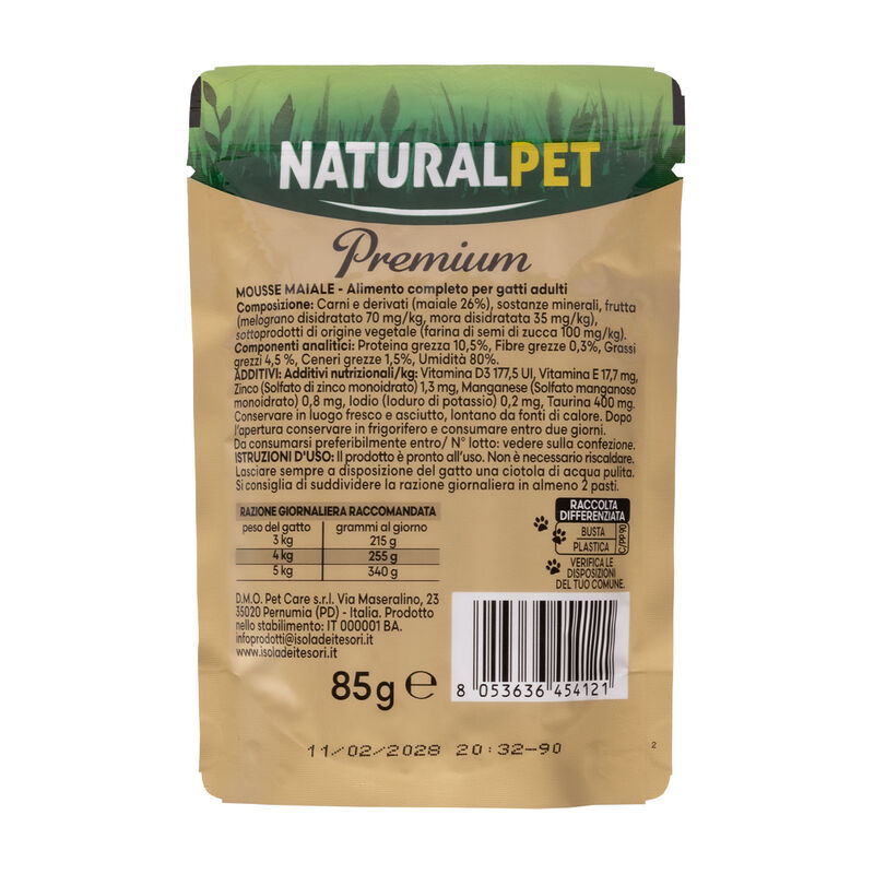 Naturalpet Premium Cat Adult Mousse Maiale 85gr