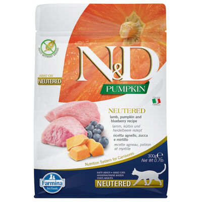 Farmina N&D Pumpkin Cat Adult Neutered Agnello e Mirtillo 300 gr