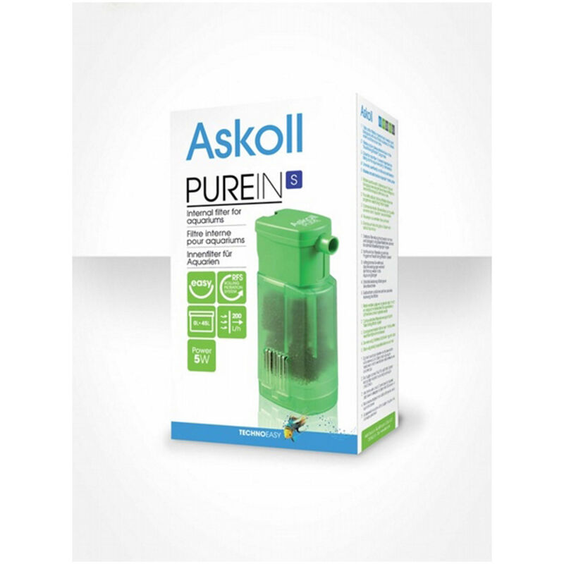 Askoll Filtro Pure In S - Filtro interno per acquari con superficie di filtraggio ottimale e camera di raccolta interna