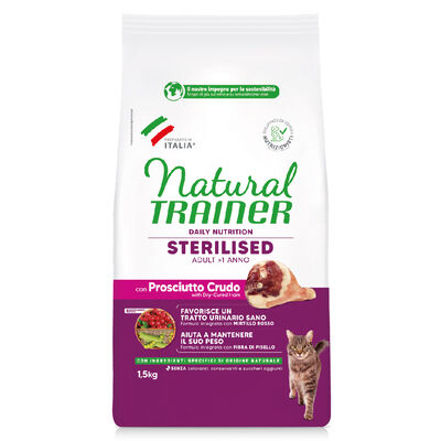 Natural Trainer Cat Adult Sterilised Prosciutto Crudo 1,5 kg