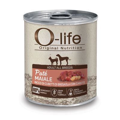 O-life Adult All Breeds Paté Maiale e Carote 400g