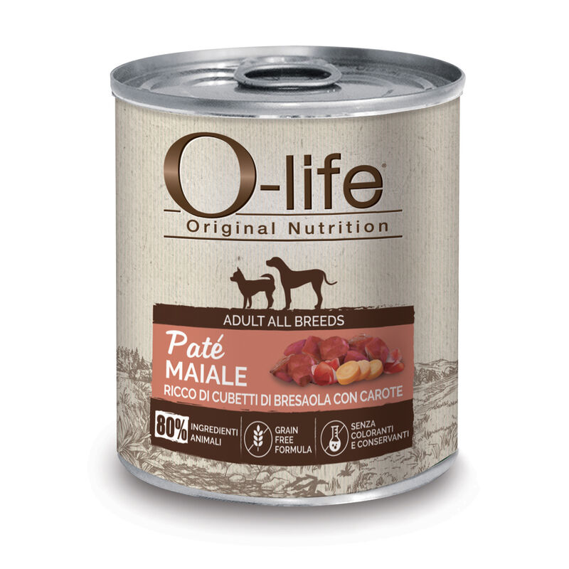 O-life Adult All Breeds Paté Maiale e Carote 400g