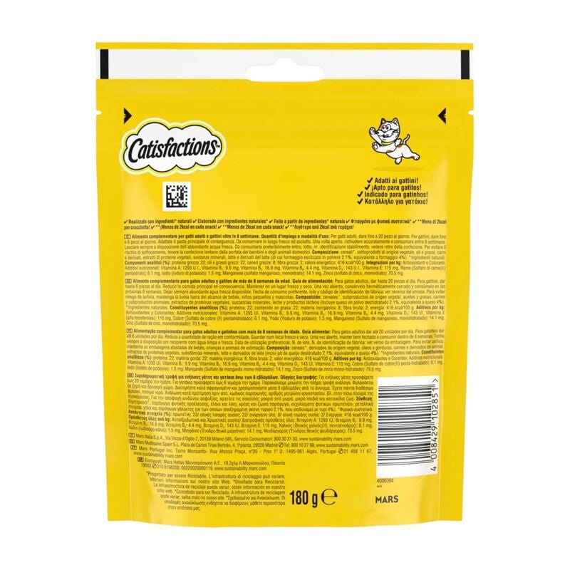 Catisfactions Snack per Gatto al Formaggio 180 gr