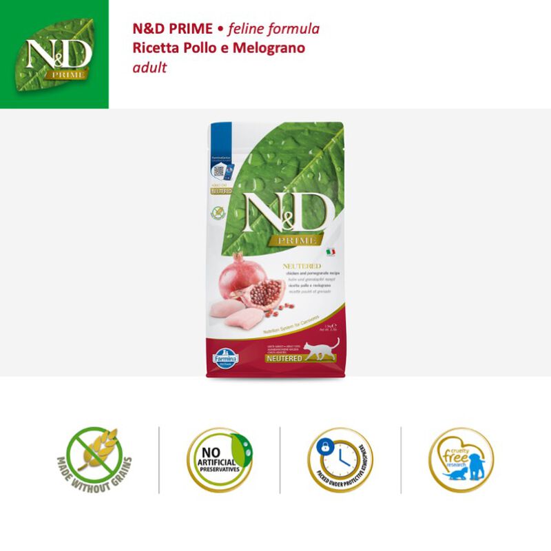 Farmina N&D Prime Cat Neutered Pollo e Melograno 1,5 kg