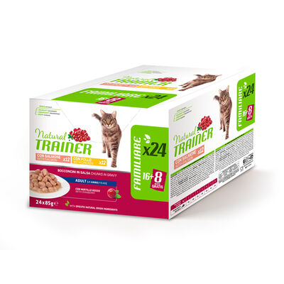 Natural Trainer Cat Adult con Pollo e Salmone 85gx24pz